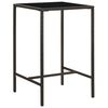 vidaXL Sodo baro stalas, rudas, 70x70x110cm, poliratanas ir stiklas