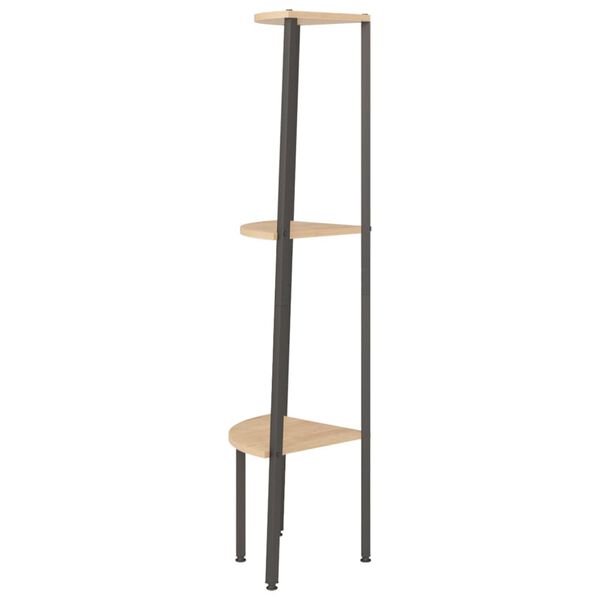vidaXL Kampinė lentyna, 3 pakopų, &scaron;viesiai ruda/juoda, 45,5x31,5x120cm