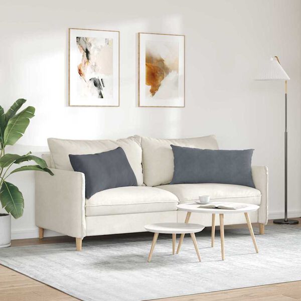 vidaXL Sofa Pagalvės 2 pcs Tamsiai pilka 80 x 40 cm Kordūrinis audinys