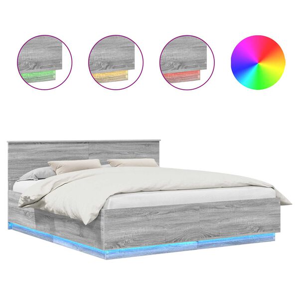 vidaXL Lovos rėmas Pilkas Sonoma 200 x 200 cm Apdirbta mediena