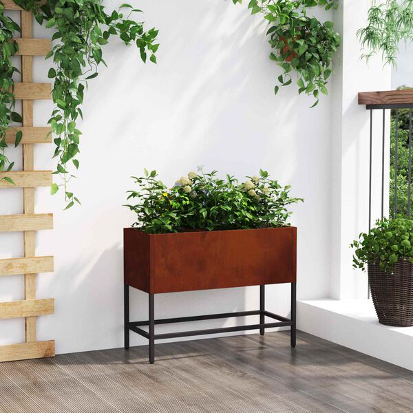 vidaXL Pakeltas Sodo Vazonas Rūdijanti 60 x 26 x 45 cm