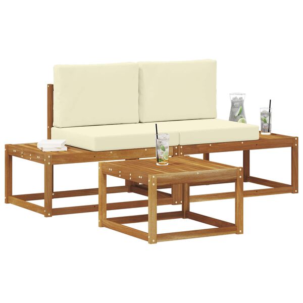 vidaXL Lauko sofos komplektas su pagalve 3 pcs Natūrali