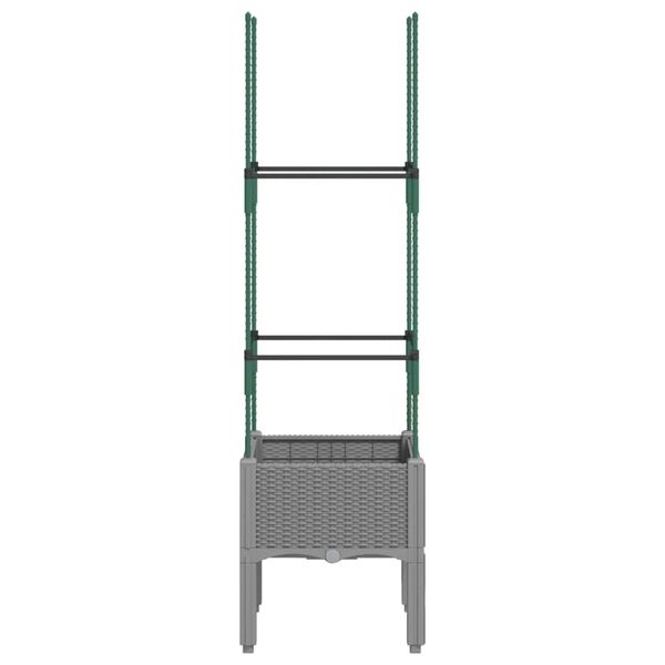 vidaXL Sodo lovelis su treliažu, šviesiai pilkas, 40x40x142,5cm, PP