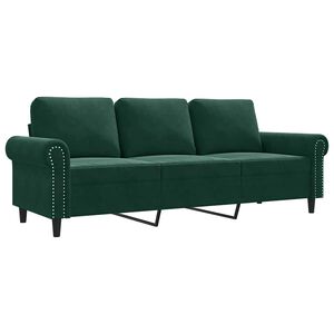 vidaXL Trivietė sofa, tamsiai žalios spalvos, 180cm, aksomas