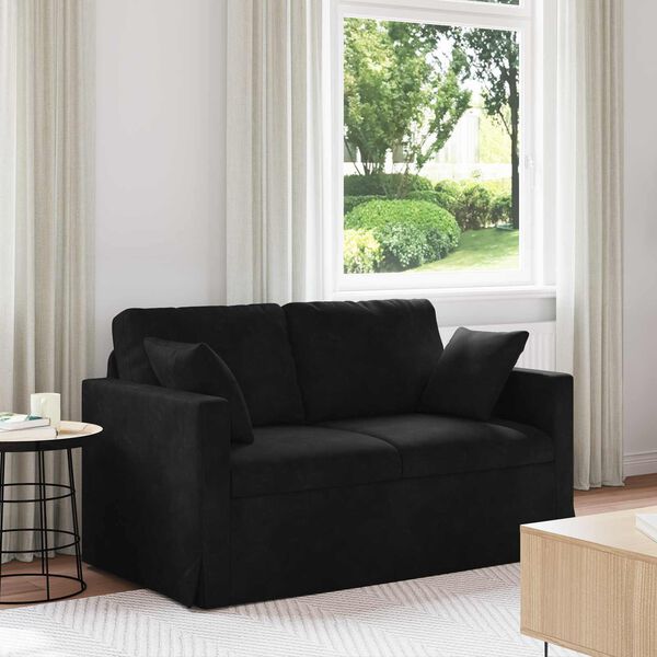 vidaXL Sofa Juoda 138 x 78 x 80 cm Aksomas