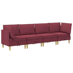 vidaXL Modulinė sofa su laikymo vieta 4 vnt. Vyno raudona Audinys