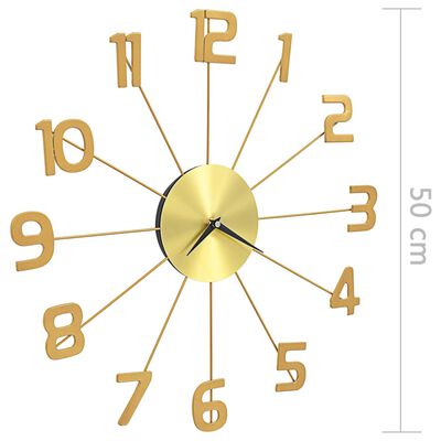 vidaXL Sieninis laikrodis, auksinės spalvos, 50 cm, metalas