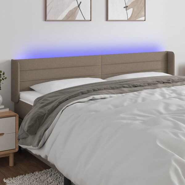 vidaXL Galvūgalis su LED, taupe spalvos, 203x16x78/88cm, audinys
