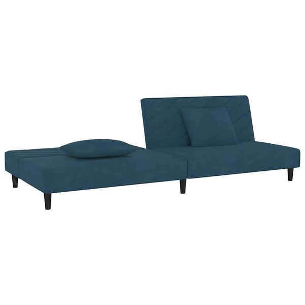 vidaXL Dvivietė sofa-lova su dvejomis pagalvėmis, juoda, aksomas