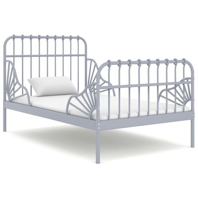 vidaXL Išskleidžiamas lovos rėmas, pilkas, 80x130/200cm, metalas