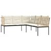 vidaXL Sodo sofa su pagalvėlėmis, juoda, plienas/tekstilenas