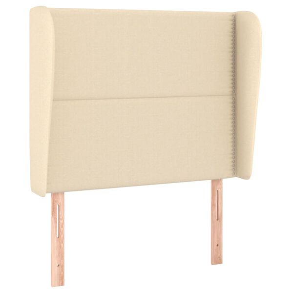 vidaXL Galvūgalis su auselėmis, kreminis, 93x23x118/128cm, audinys