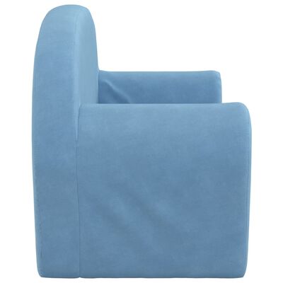 vidaXL Dvivietė vaikiška sofa, mėlynos spalvos, minkštas pliušas