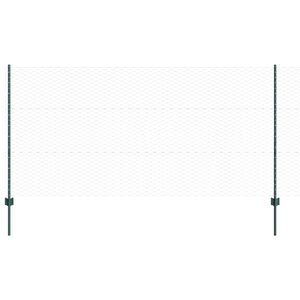 vidaXL Hexagonal Fence with Post 25 x 1,2 m PVC dengtas plienas Žalia