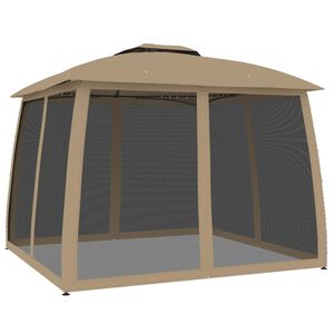 vidaXL Pavėsinė su stogu ir sienomis, taupe, 2,93x2,93m, plienas