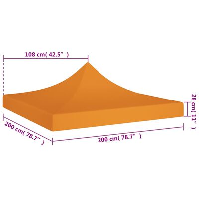 vidaXL Proginės palapinės stogas, oranžinės spalvos, 2x2m, 270 g/m²