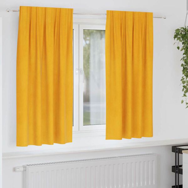 vidaXL Užtemdymo užuolaidos 2 pcs Garučių geltona 140 x 175 cm Aksomas