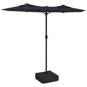 vidaXL Dvigubas sodo skėtis nuo saulės su LED, juodas, 316x145cm