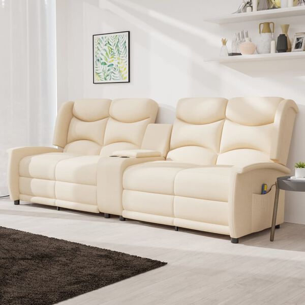 vidaXL Keturvietis atlošiamas masažinis krėslas, kreminis