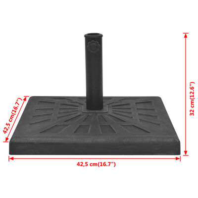 vidaXL Skėčio stovas, kvadratinis, juodas, derva, 12 kg