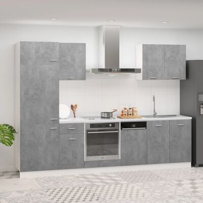 vidaXL Virtuvės spintelių komplektas, 7 dalių, betono pilkas, MDP