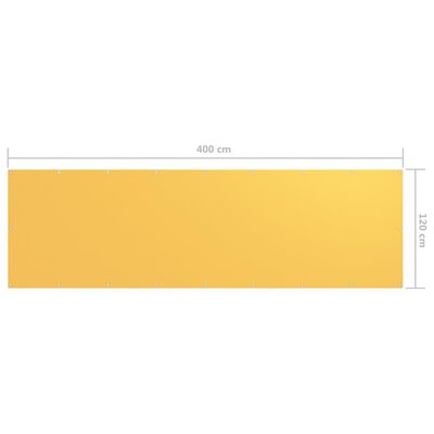 vidaXL Balkono pertvara, geltonos spalvos, 120x400cm, oksfordo audinys