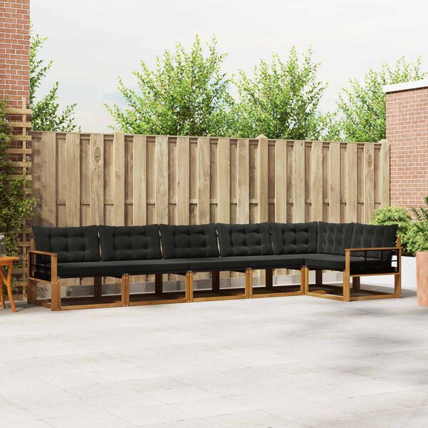 vidaXL Lauko sofos komplektas su pagalve 6 pcs Natūrali ir juoda