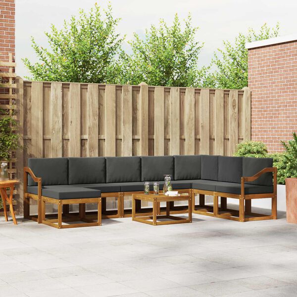 vidaXL Lauko sofos komplektas su pagalve 9 pcs Natūralus ir antracitas