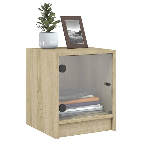 vidaXL Naktinės spintelės su durelėmis, 2vnt., ąžuolo, 35x37x42cm