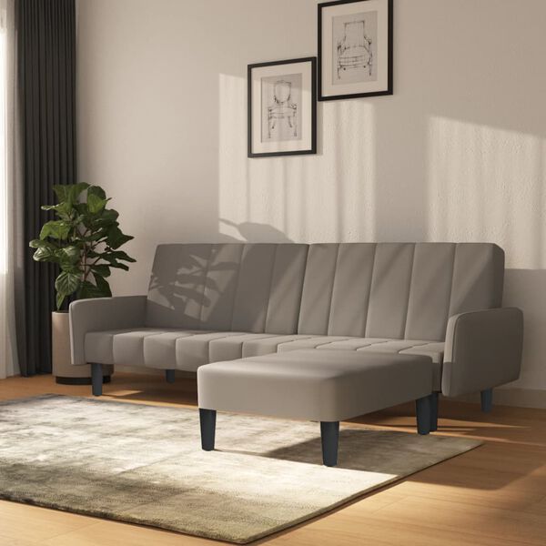 vidaXL Dvivietė sofa-lova su pakoja, &scaron;viesiai pilkos spalvos, aksomas