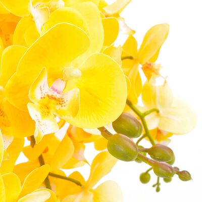 vidaXL Dirbtinė orchidėja su vazonu, geltona, 60cm