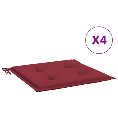 vidaXL Sodo kėdės pagalvėlės, 4vnt., vyno raudonos, 50x50x3cm, audinys