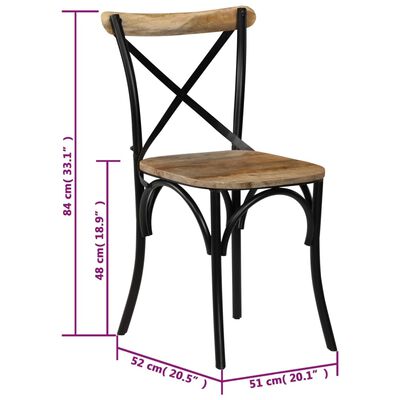 vidaXL Kėdės, 4 vnt., juodos sp., mango med. mas., kryžminio dizaino