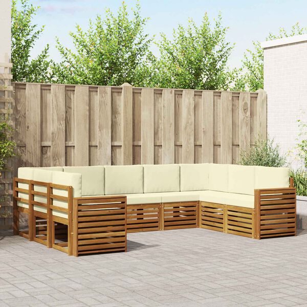 vidaXL Sekcijos sofų komplektas 9 pcs Natūralus ir grietinėlė