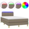 vidaXL Lova su spyruoklėmis/čiužiniu/LED, taupe, 120x190cm, audinys