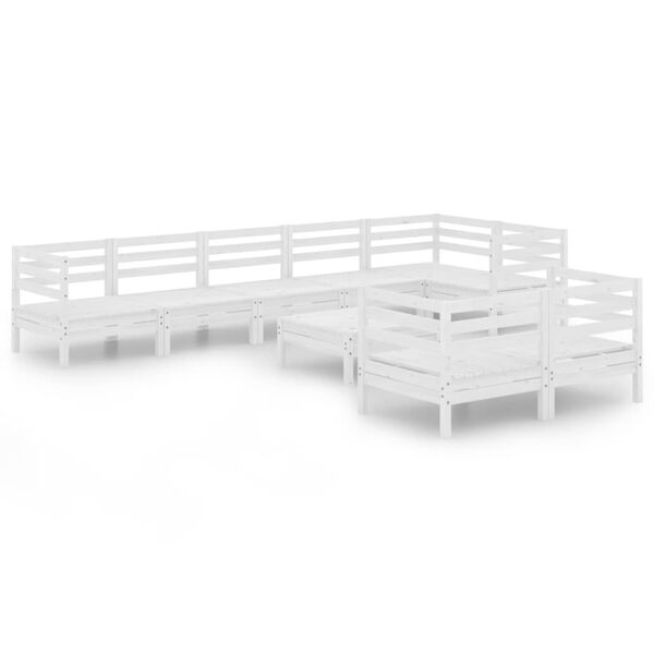 vidaXL Sodo poilsio baldų komplektas, 9 dalių, baltas, pu&scaron;ies masyvas