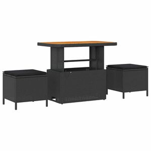 vidaXL Sodo valgomojo komplektas Juoda Poli ratanas