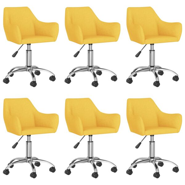 vidaXL Pasukamos valgomojo kėdės, 6vnt., geltonos spalvos, audinys