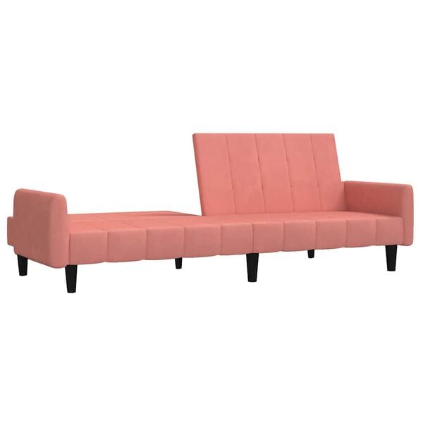 vidaXL Dvivietė sofa-lova, rožinės spalvos, aksomas