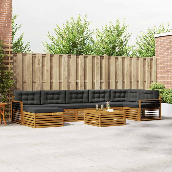 vidaXL Sofų komplektai su pagalve 8 pcs Natūralus ir antracitas