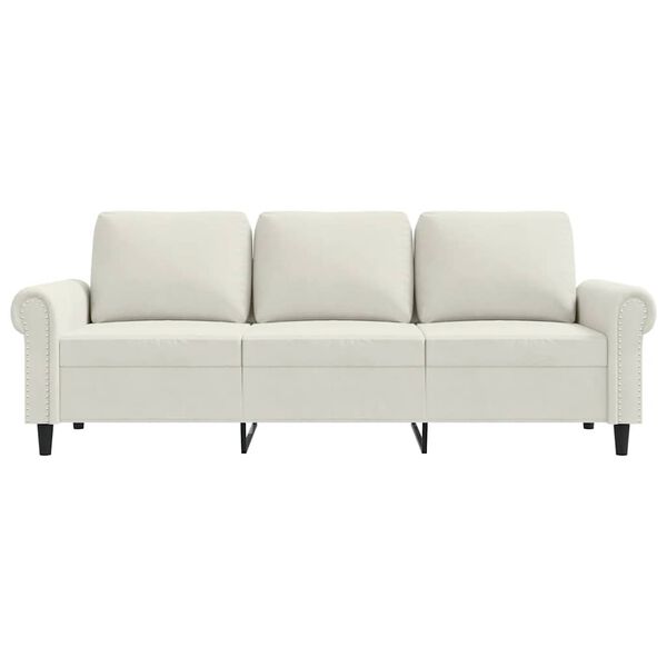 vidaXL Trivietė sofa, kreminės spalvos, 180cm, aksomas