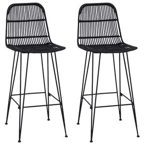 vidaXL Baro taburetė 2 pcs Juoda 44 x 55 x 109 cm Ratana ir Plienas