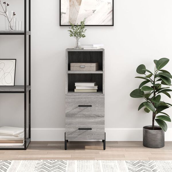 vidaXL &Scaron;oninė spintelė, pilka ąžuolo, 34,5x34x90cm, apdirbta mediena