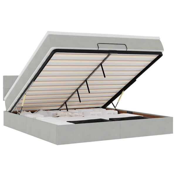 vidaXL Osmanų lova su čiužiniu ir LED &scaron;viesiai pilka 180x200cm Velvet