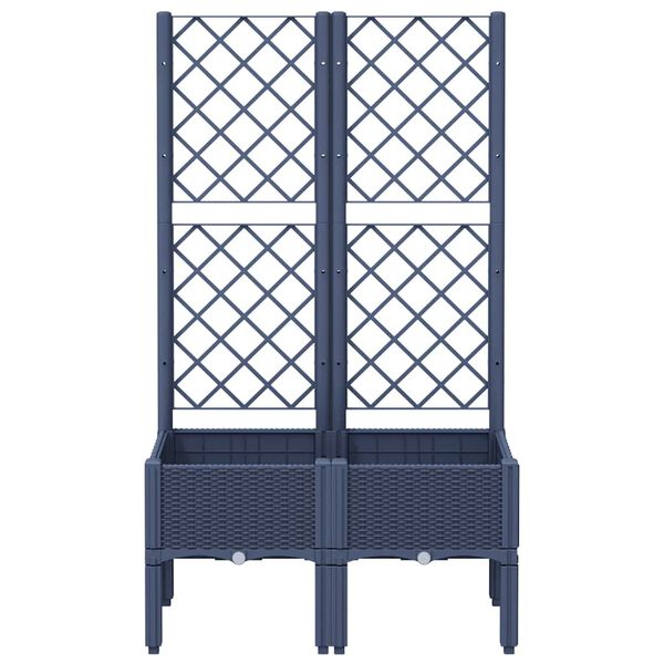 vidaXL Sodo lovelis su treliažu, melsvai pilkos spalvos, 80x40x142cm, PP