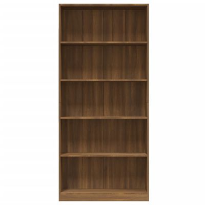 vidaXL Spintelė knygoms, 5 aukštų, ruda ąžuolo, 80x24x175cm, mediena
