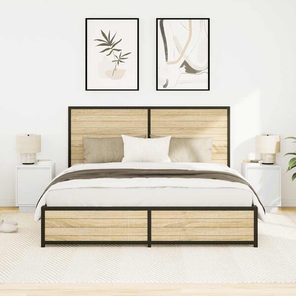 vidaXL Spintelės prie lovos su LED lemputėmis 2 vnt Baltos 38x34x50 cm