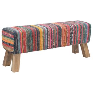 vidaXL suoliukas 110 x 30 x 45 cm Tikra oda Įvairiaspalvis