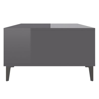 vidaXL Kavos staliukas, pilkos spalvos, 103,5x60x35cm, MDP, blizgus