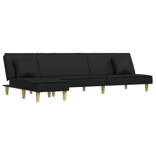 vidaXL L formos sofa-lova, juodos spalvos, 255x140x70cm, audinys
